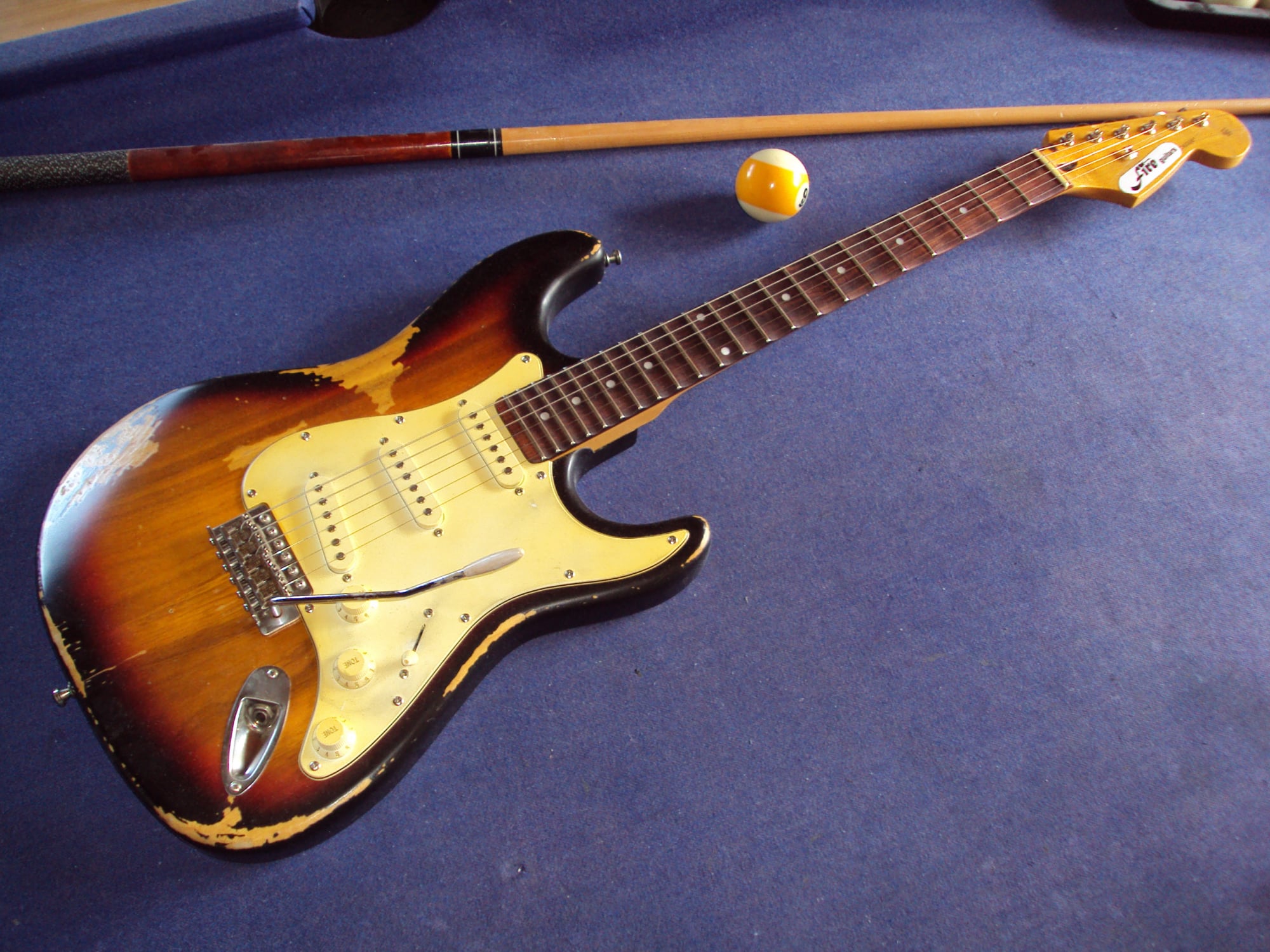 Fire-guitars ST , heavy  relic,scalloped,  verksauft